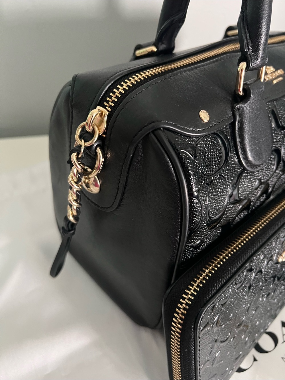 Coach Mini Bennett Satchel In Embossed Leather With Matching Wallet - Picture 3 of 11